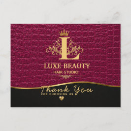 Luxury Crocodile Leather Thank You Card Vykort