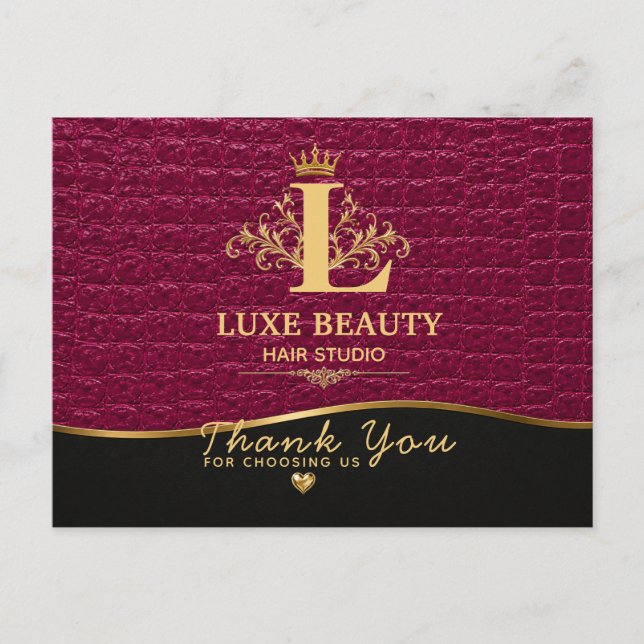 Luxury Crocodile Leather Thank You Card  Vykort (Framsida)