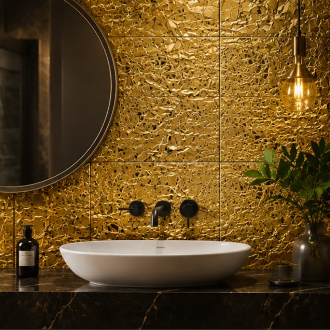 Luxury Crumpled Gold Foil Texture Elegant Metallic Kakelplatta (Skapare uppladdad)