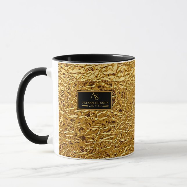 Luxury Crumpled Gold Foil Texture Elegant Metallic Mugg (Vänster)