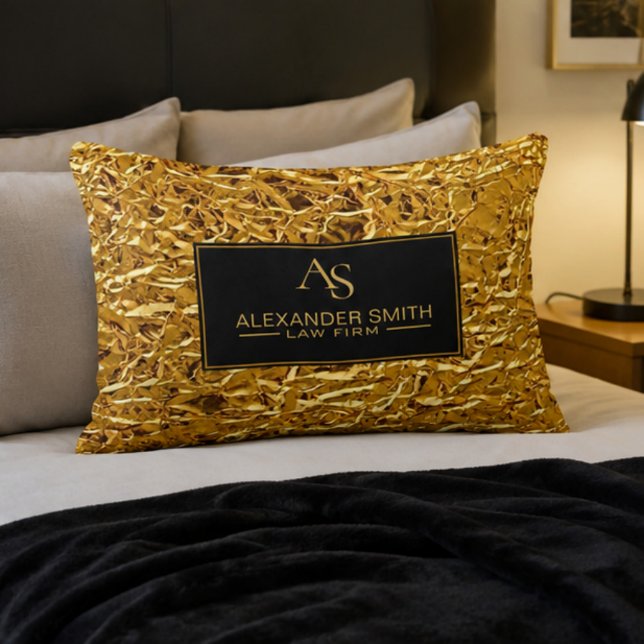 Luxury Crumpled Gold Foil Texture Elegant Metallic Prydnadskudde (Skapare uppladdad)
