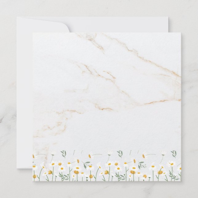 Luxury Daisy Gold Frame Marble Blank Card (Framsida)