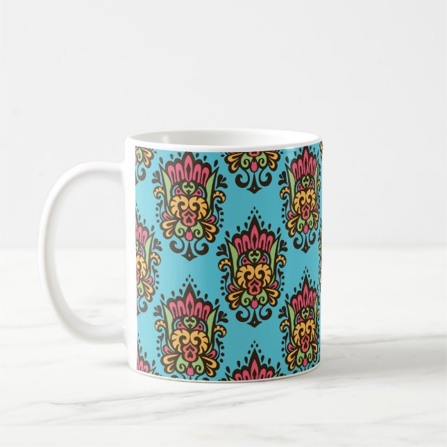 Luxury Damask blomstrar sömlös mönster. Blommigt V Kaffemugg (Vänster)