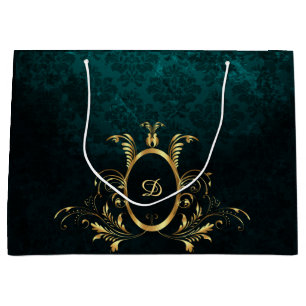 Luxury Damask guld Ram monogram