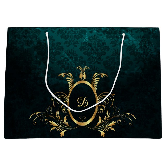 Luxury Damask guld Ram monogram (Framsidan)