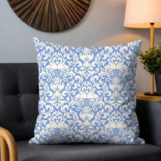 Luxury Damask Romantic Svan Kärlek Kudde (Skapare uppladdad)