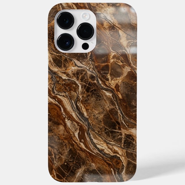 Luxury Dark Brown and Gold Marble iPhone Case (Baksida)