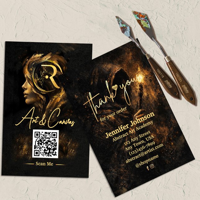 Luxury Dark Fine Art | Elegant Thank You Visitkort (Luxury Dark Fine Art | Elegant Thank You Business Card #thankyoucard #thankyouforyourorder #support)