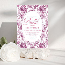 Luxury Dark Fuchsia Roses Pattern Bridal Shower  Inbjudningar