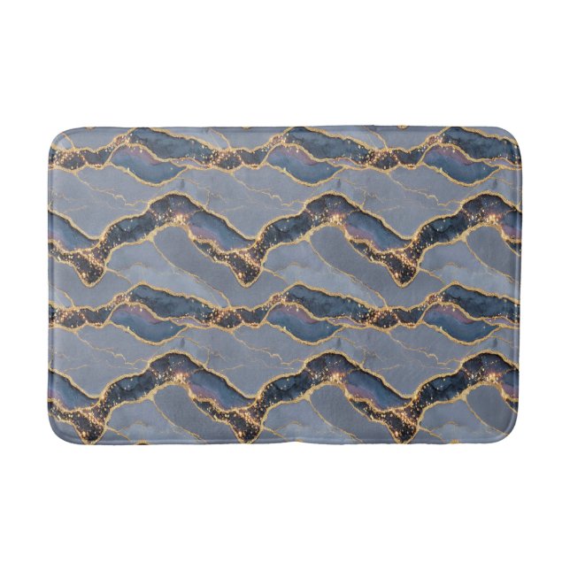 Luxury Dark Gray Marble Texture with Gold Veins Badrumsmatta (Framsidan)
