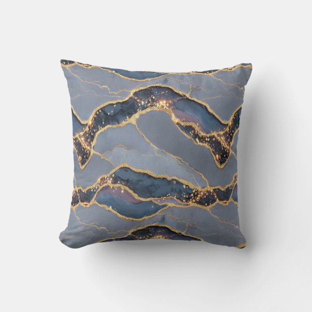 Luxury Dark Gray Marble Texture with Gold Veins Kudde (Framsida)