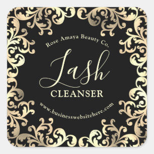 Luxury Decorative Faux Guld Ram Lash Cleanser Fyrkantigt Klistermärke