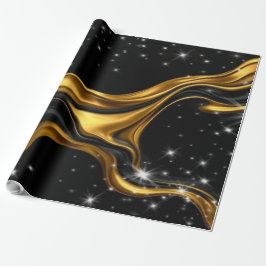 Luxury Designer Black & Gold Liquid Swirl Pattern Presentpapper