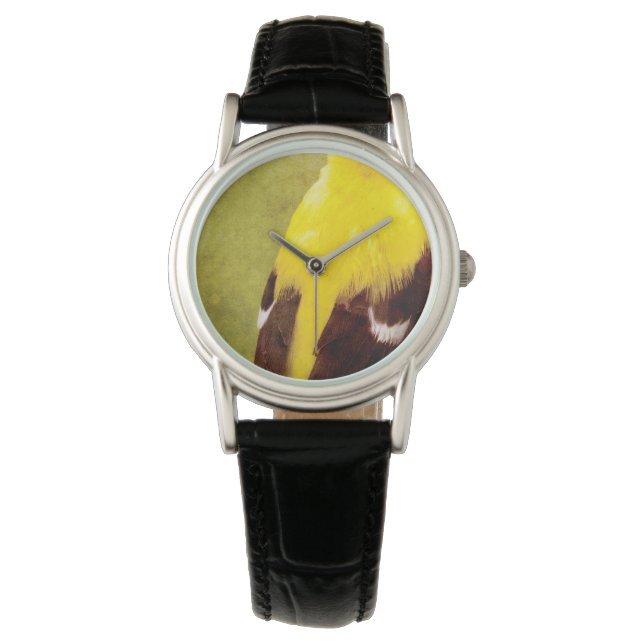 Luxury Designer Goldfinch Bird Art Watch  Armbandsur (Framsida)