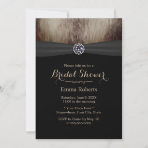 Luxury Diamond & Faux Fox Päls Möhippa Inbjudningar