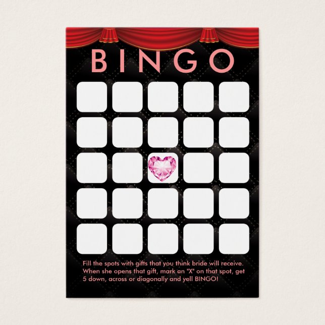 Luxury Diamond Heart Möhippa 5x5 Bingo Card Visitkort (Framsidan)