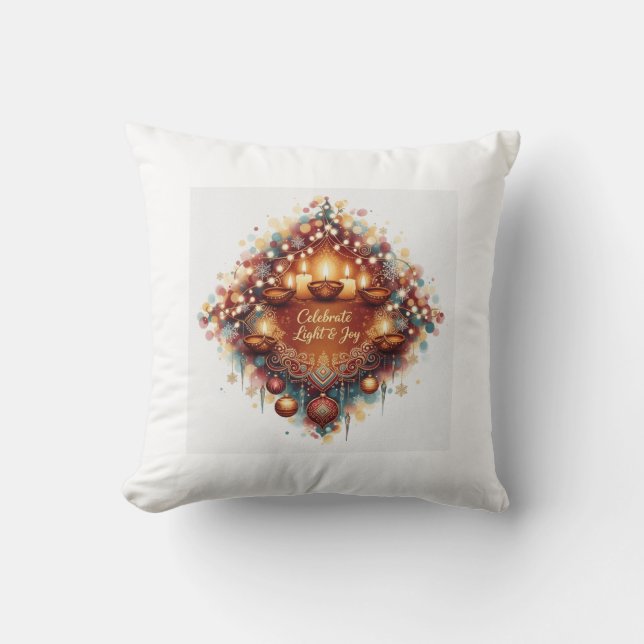 Luxury Diwali Christmas Fusion Throw Pillow Kudde (Framsida)