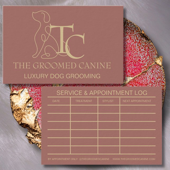 Luxury Dog Grooming Business Card Burnt Terracotta Visitkort (terracotta dog grooming business card)