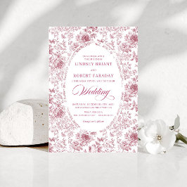 Luxury Dusty Pink French Toile Wedding Invitation Inbjudningar