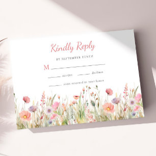 Luxury Dusty Rosa Wildblomma Svara Bröllop OSA Kort