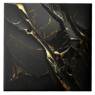 Luxury Elegant Black och Guld Marble Kakelplatta