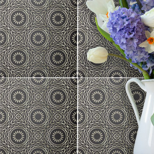 Luxury Elegant Chic Faux Guld och Black Arabesque Kakelplatta