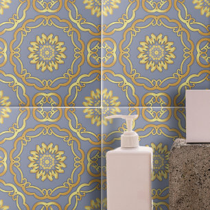 Luxury Elegant Classic Faux Guld Gräns på Grått Kakelplatta
