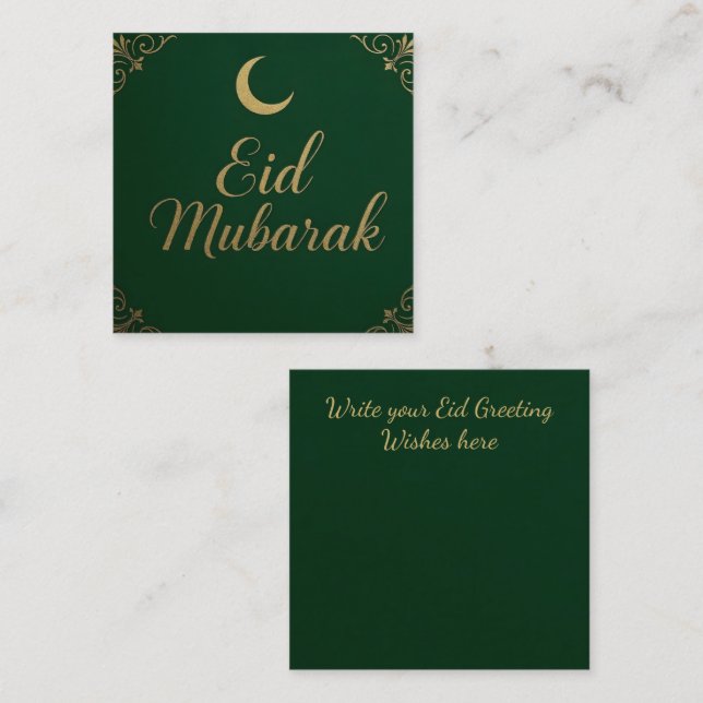 Luxury Elegant Eid Mubarak Greeting in Green Anteckningskort (Fram/baksida)