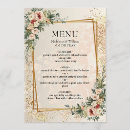 Luxury Elegant Garden Flowers Bröllop Meny