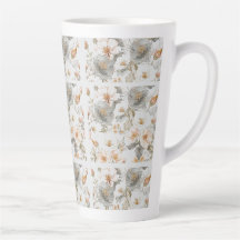 Luxury, Elegant, Gold Grey Flowers Pattern 