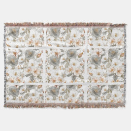 Luxury, Elegant, Gold Grey Flowers Pattern Filt