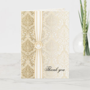 Luxury Elegant Guld Damask (tack på ditt kort) Tack Kort