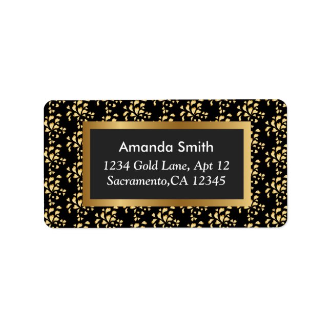 Luxury Elegant Guld Heart Mönster Returadress Adressetikett (Framsidan)