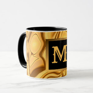 Luxury Elegant Guld Marble Monogrammed Mugg