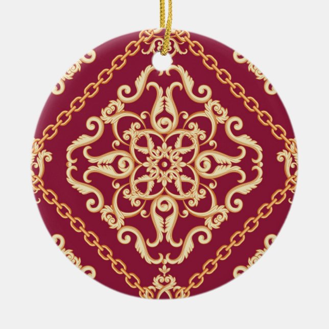 Luxury Elegant Guld Ornament Red Classic Photo (Framsidan)
