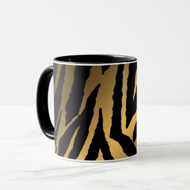 Luxury Elegant Modern Black Guld Line Mugg (Framsida vänster)