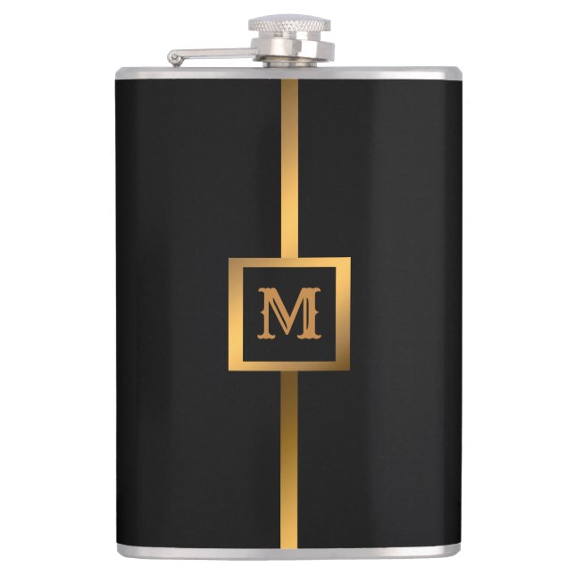 Luxury Elegant Modern Black Guld Marble Fickplunta (Framsidan)