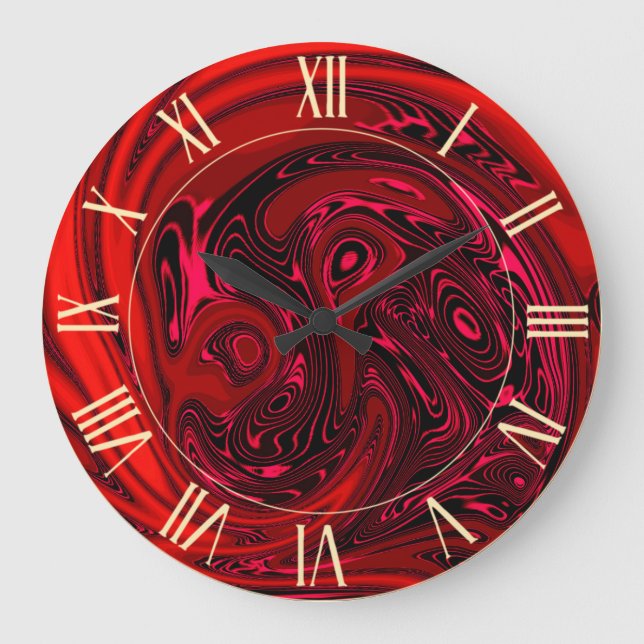 Luxury Elegant Red Dragon Horse Abstrakt Stor Klocka (Framsida)