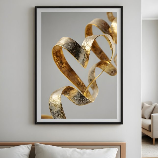 Luxury elegant ribbon heart. Valentine hearts. Poster (Skapare uppladdad)