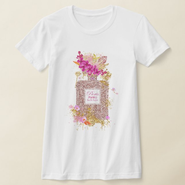 Luxury Elegant Rosa Glitter Parfym T-Shirt (Laydown)