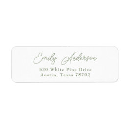 Luxury Elegant Sage Grönt Vit Returadress 4 Etikett