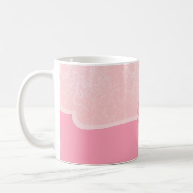 Luxury Elegant Shock rosa Damask Mugg (Vänster)