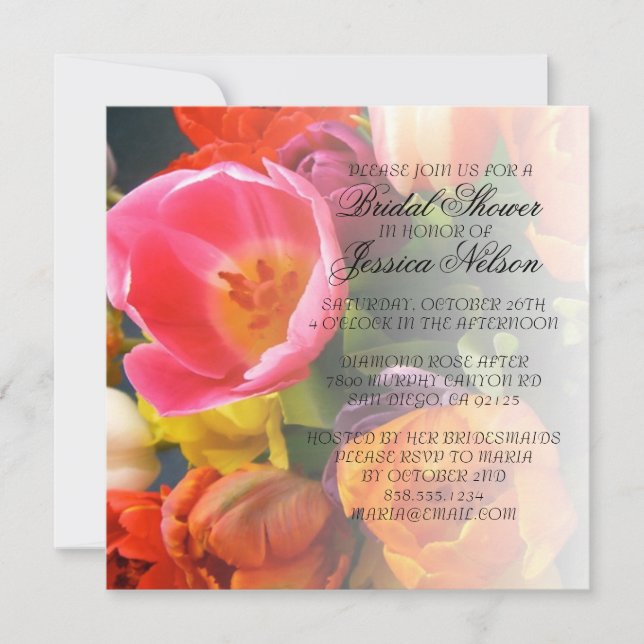 Luxury Elegant Tulips Bouquet Shower Inbjudan (Framsida)