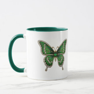 Luxury Emerald & Diamond Butterfly  Mugg
