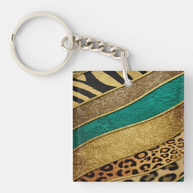 Luxury Emerald & Gold Safari Leopard Zebra Glitter (Framsidan)