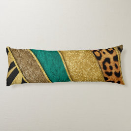 Luxury Emerald & Gold Safari Leopard Zebra Glitter Kroppskudde