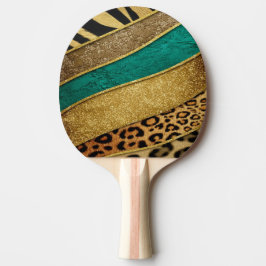 Luxury Emerald & Gold Safari Leopard Zebra Glitter Pingisracket