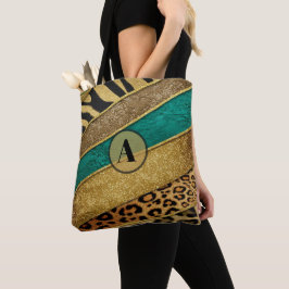 Luxury Emerald & Gold Safari Leopard Zebra Glitter Tygkasse