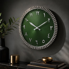 Luxury Emerald Green Arabic Numeral Modern Islamic Stor Klocka