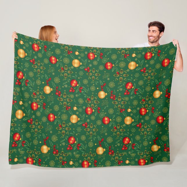 Luxury Emerald Green Christmas Throw Blanket Fleecefilt (På plats)